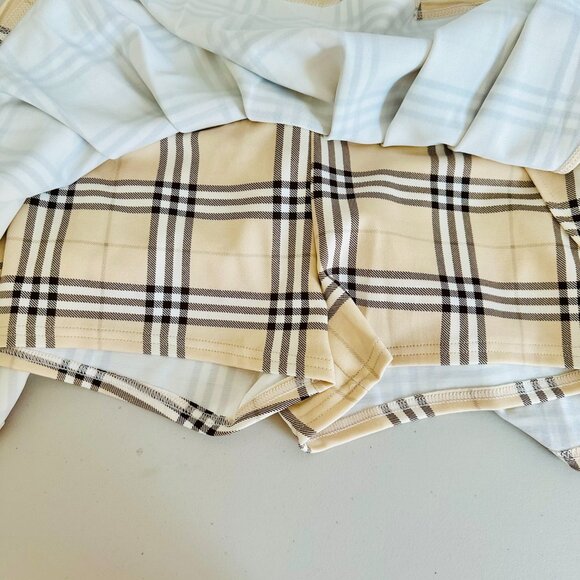 BLACK IBIS PLEATED CHECKERED SHORT SKORTS SKIRT WITH SHORTS XL - Picture 3 of 6